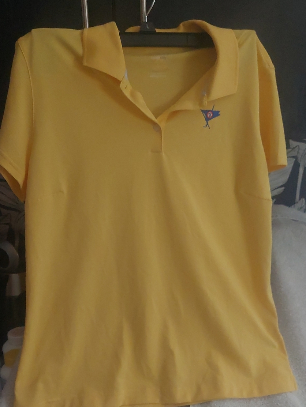 adidas Yellow Short-Sleeve Polo with Small Flag Embroidery